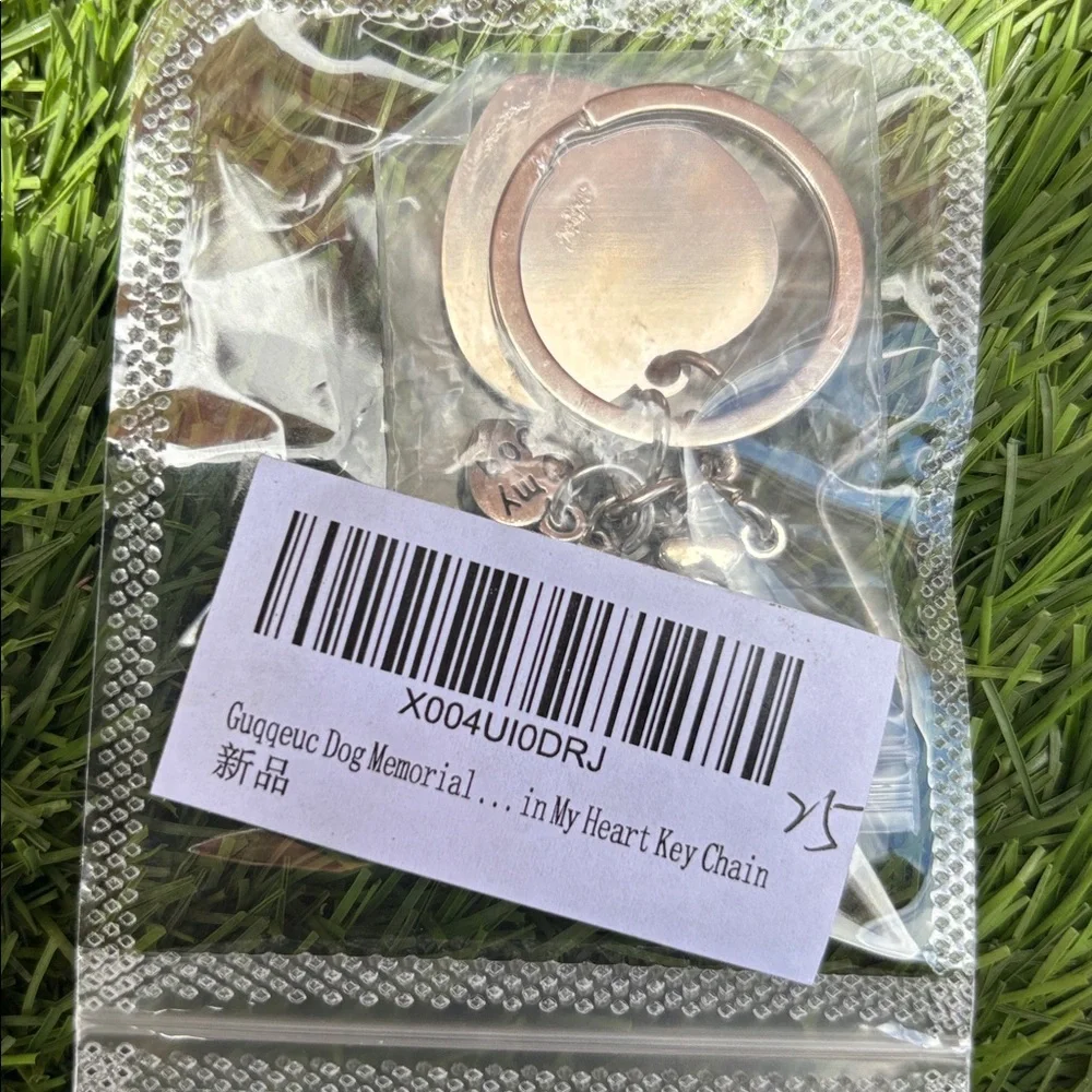 Silver Pet Memorial Keychain with Paw Charms